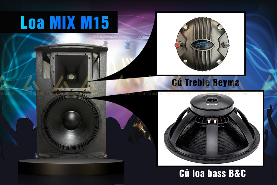 Loa karaoke MIX M15 sở hữu củ Treble Beyma và của loa B&C nhập khẩu chính hãng Italy