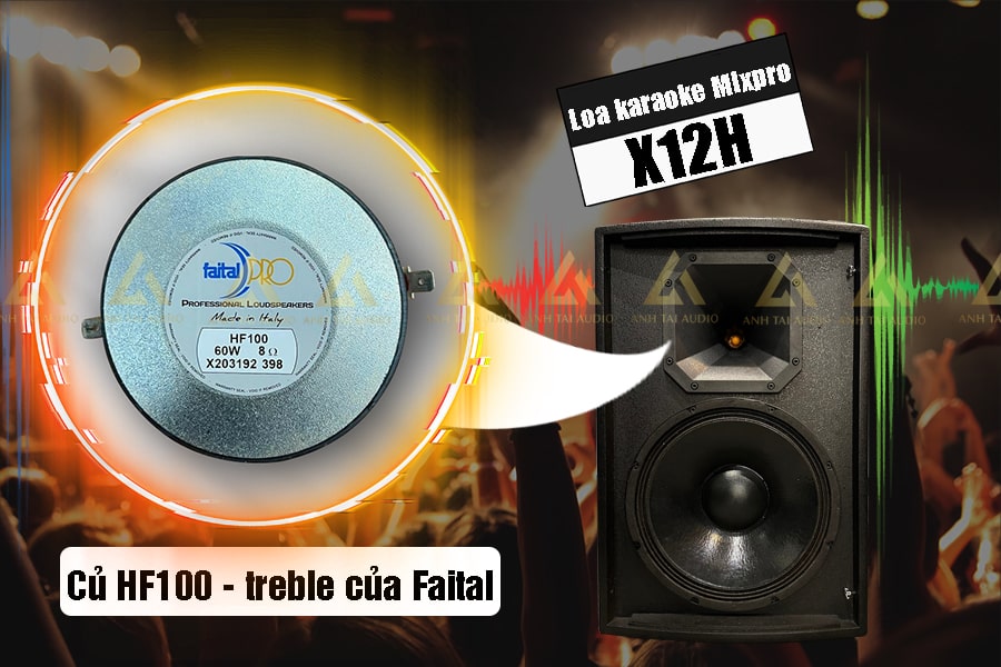 Loa karaoke MIX X12H được sử dụng link kiện cao cấp nhập khẩu chính hãng 100% Faital - Italy