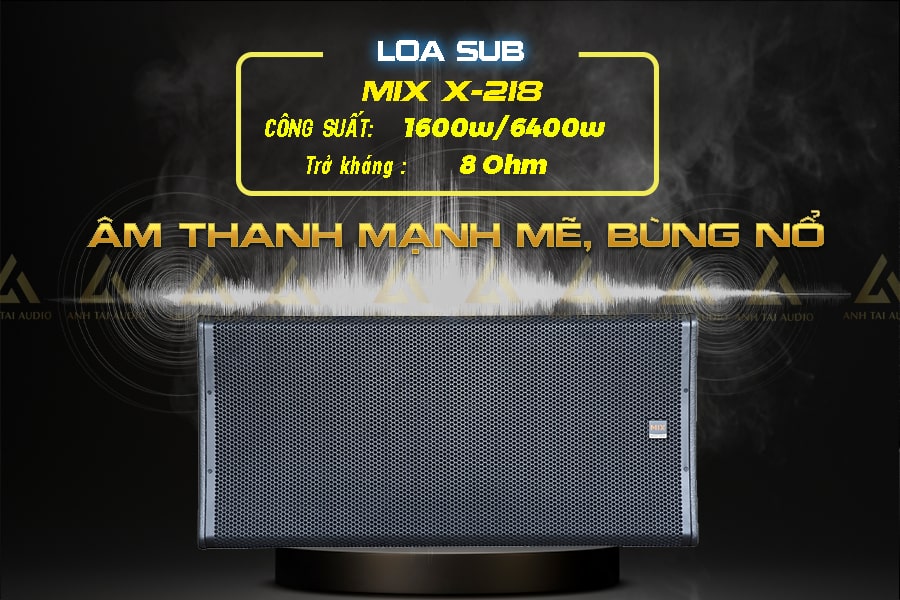 Loa sub Mixpro X218 có bass 50cm cho âm thanh mạnh mẽ, bùng nổ