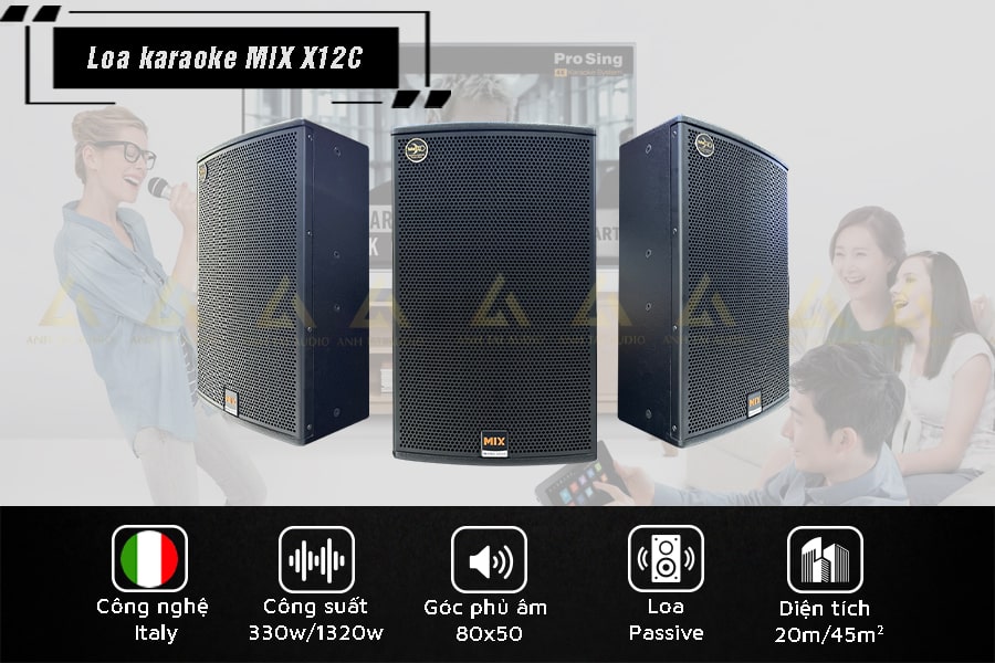 Loa karaoke MIX X12C nổi bật với chất lượng âm thanh mạnh mẽ giúp người dùng thoả sức trải nghiệm